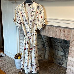 Belted Cotton Nautical Shirt Dress